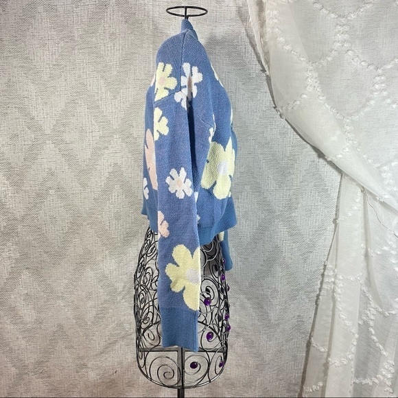 Hazel Moon blue floral cropped cardigan and tank size M - Picture 4 of 9